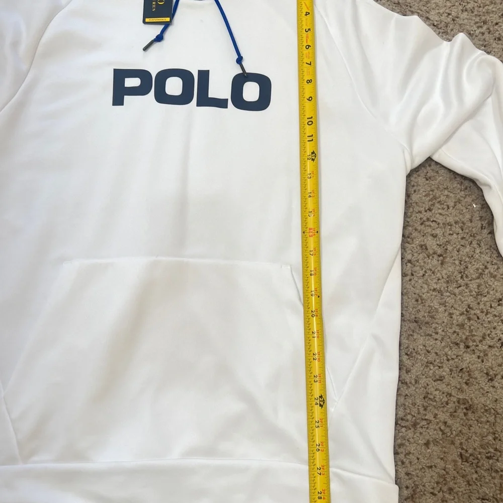 Polo Ralph‎ Lauren white Performance Terry Hoodie Men XL FLAWED READ BELLOW